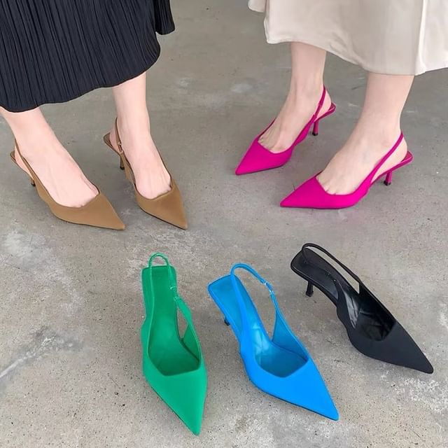 Heel High Pointy Slingback Sandals