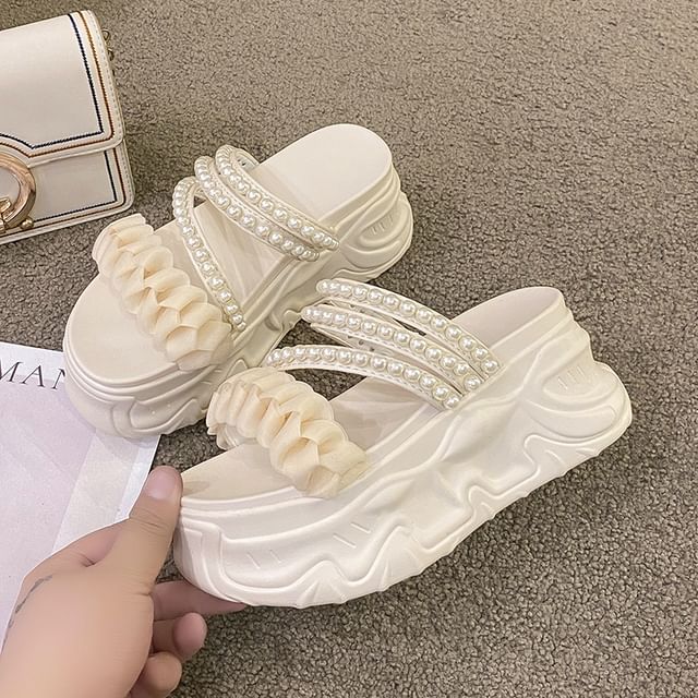 Platform Pearl Faux Sandals