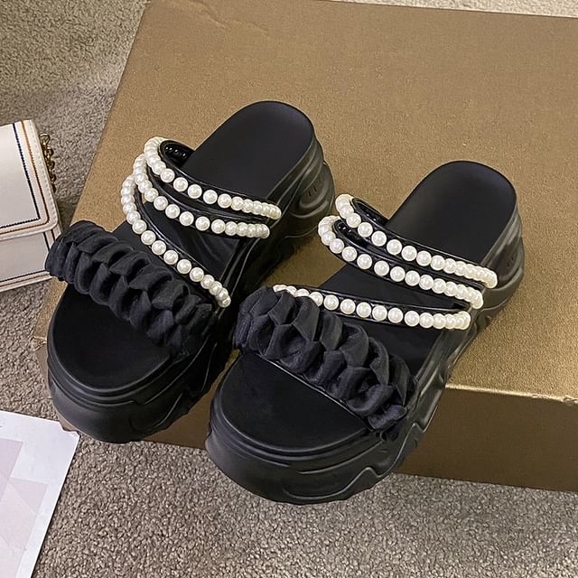 Platform Pearl Faux Sandals