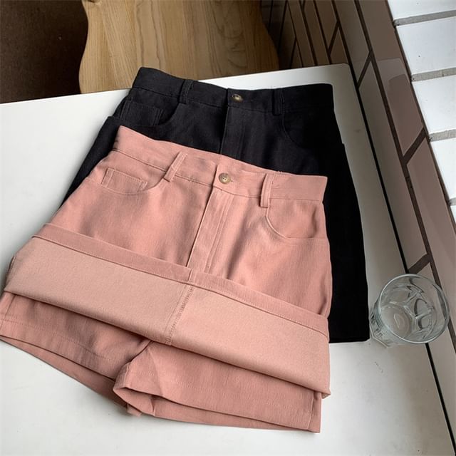 High Waist Mini A-Line Skirt Plain