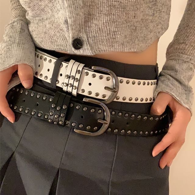 Studded Faux Leather Belt