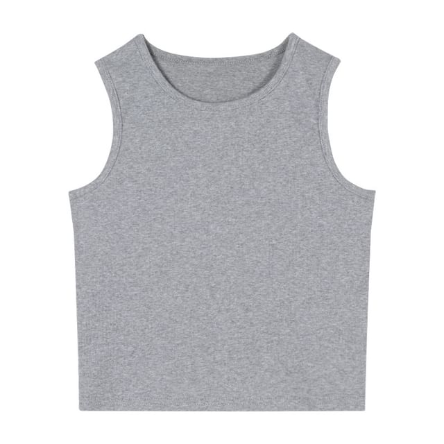 Open Crop Back Plain Tank Top