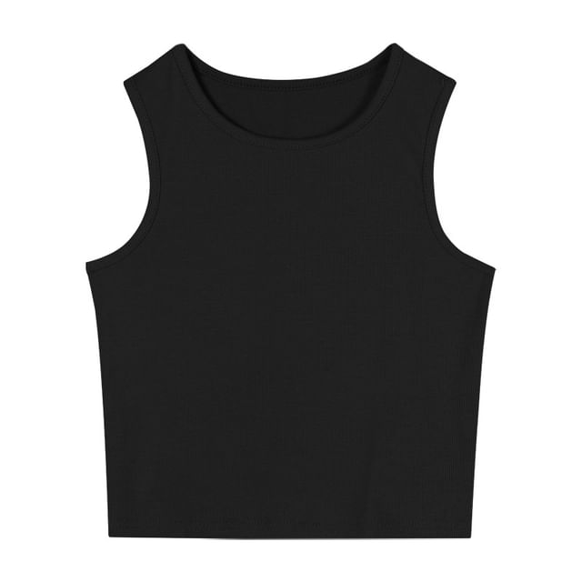 Open Crop Back Plain Tank Top