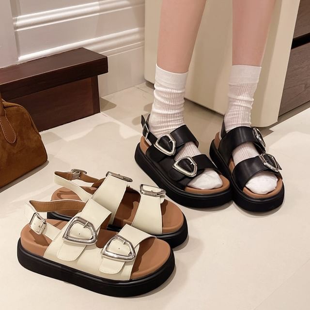 Sandals Slingback Platform Buckled