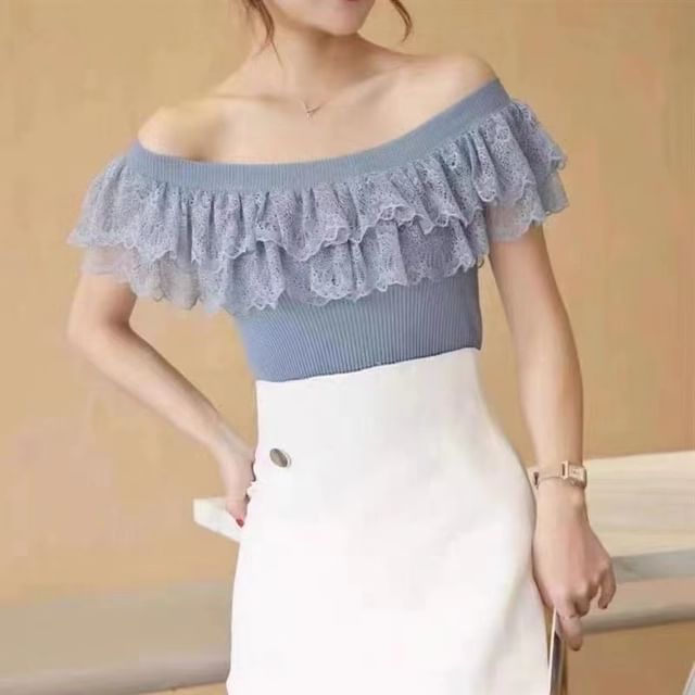 Knit Top Off-Shoulder Lace