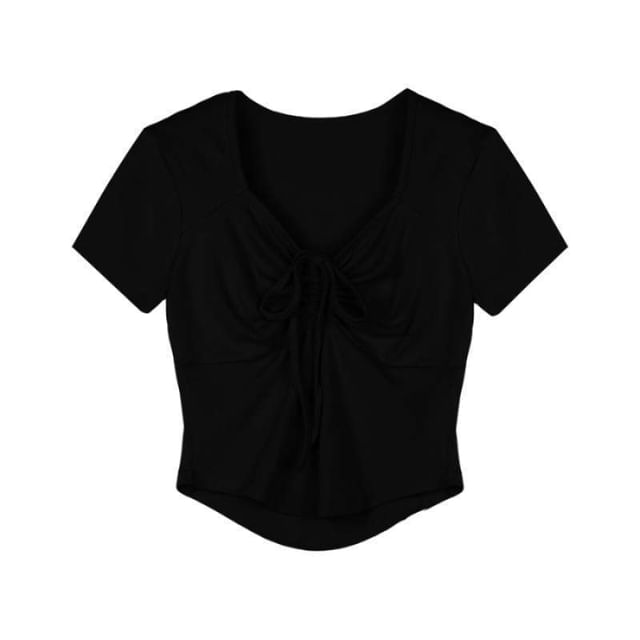 Plain Short-Sleeve T-Shirt Drawstring