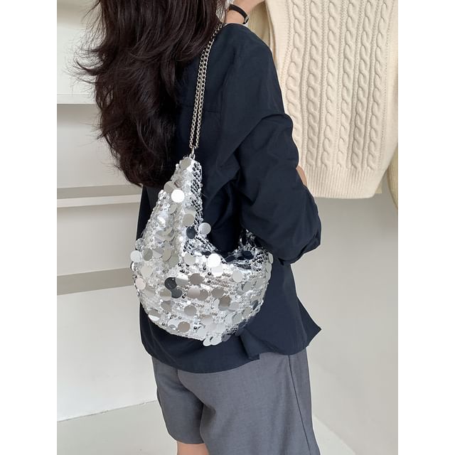 Strap Sequin Hobo Bag Chain