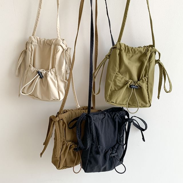Bag Drawstring Plain Nylon Crossbody