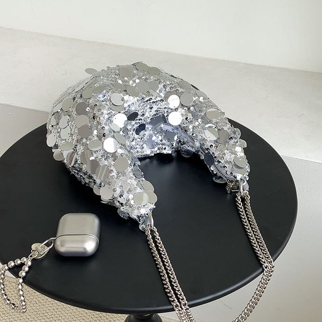 Strap Sequin Hobo Bag Chain
