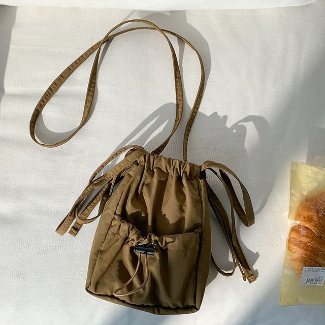 Bag Drawstring Plain Nylon Crossbody