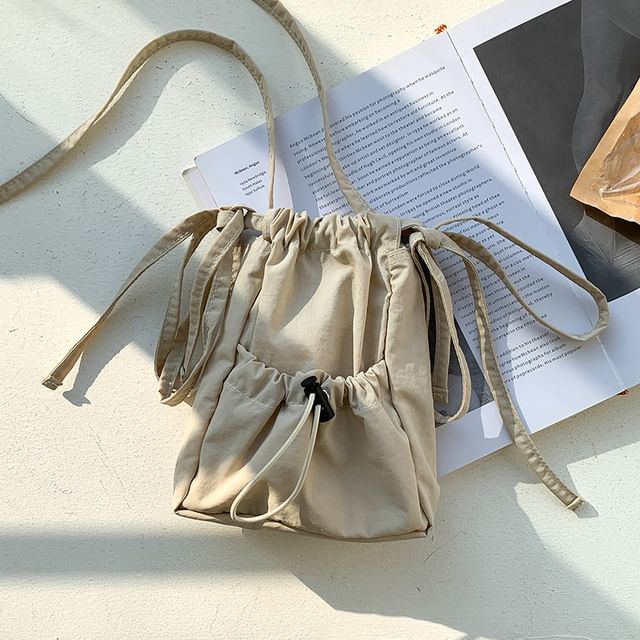 Bag Drawstring Plain Nylon Crossbody