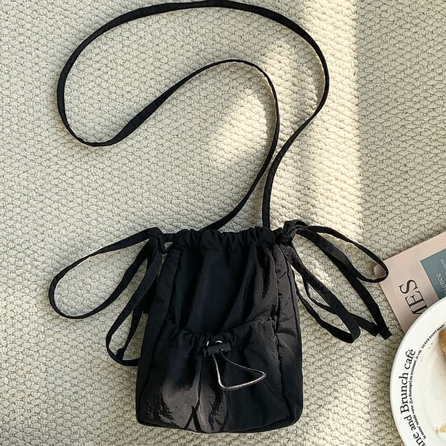 Bag Drawstring Plain Nylon Crossbody