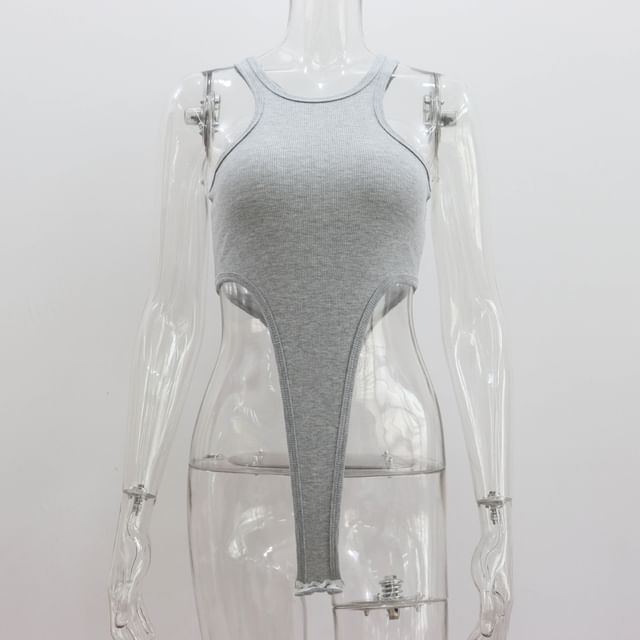 Bodysuit Sleeveless Crew Plain Neck Top