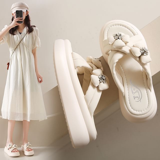 Slide Platform Flower Sandals