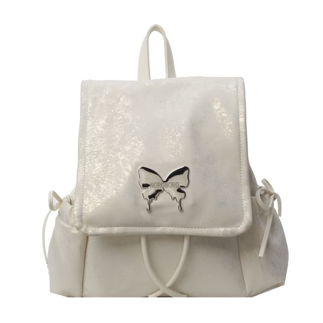 Multi-Pocket Flap Backpack Butterfly Studded