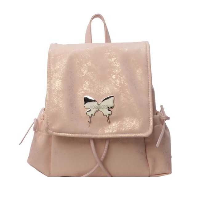 Multi-Pocket Flap Backpack Butterfly Studded