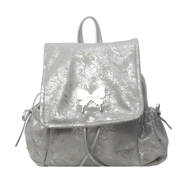 Multi-Pocket Flap Backpack Butterfly Studded