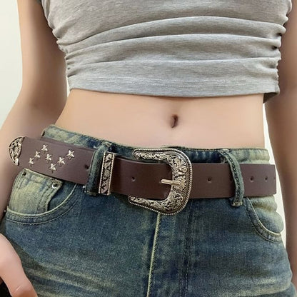 Star Studded Faux Leather Belt