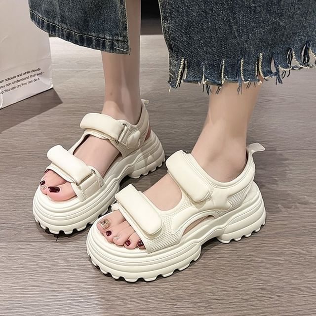 Panel Sandals Platform Mesh