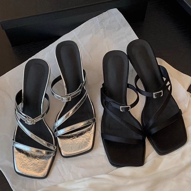 Sandals Kitten Square Heel Toe