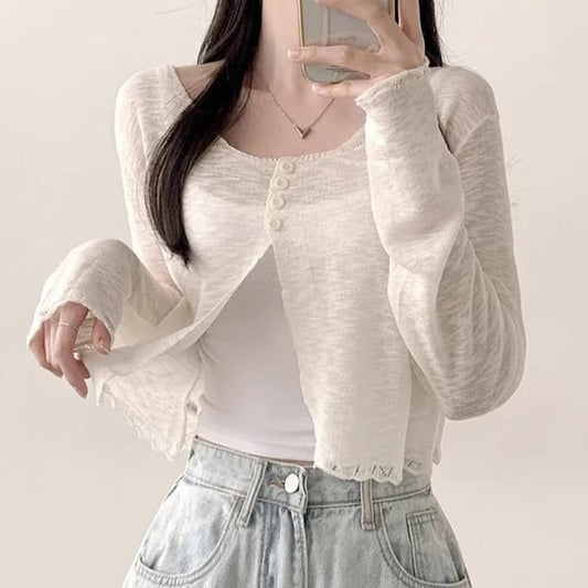 Scoop Neck Plain Cardigan