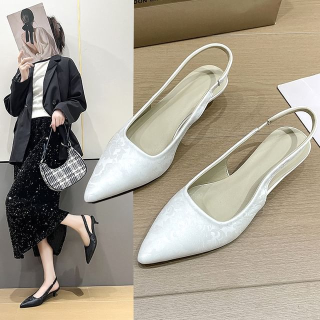 Slingback Pointed Low Sandals Heel