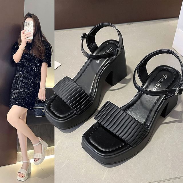 Toe Sandals Square Heel Block