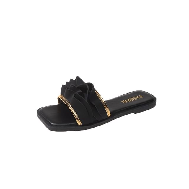 Square Ruffle Slide Toe Sandals