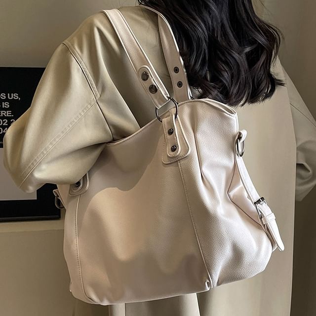 Bag Faux Plain Leather Tote