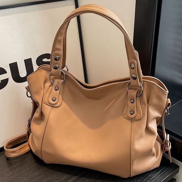 Bag Faux Plain Leather Tote