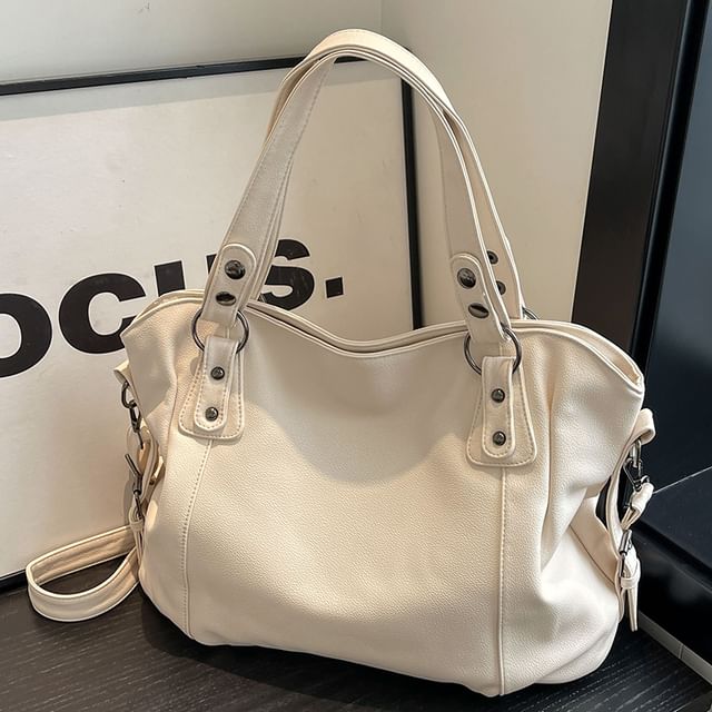 Bag Faux Plain Leather Tote