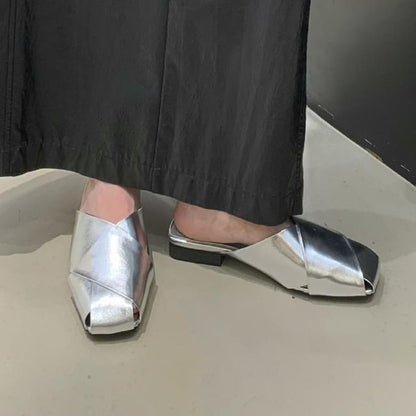 Square Toe Panel Mules