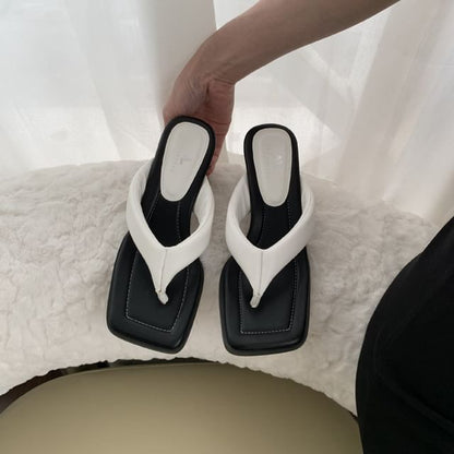 Block Heel Thong Sandals