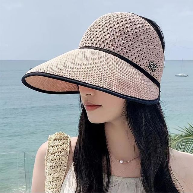 Top Open Trim Lettering Contrast Sun Hat