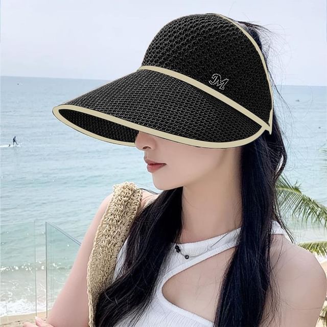 Top Open Trim Lettering Contrast Sun Hat
