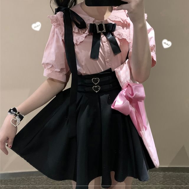 Suspender Mini A-Line Skirt