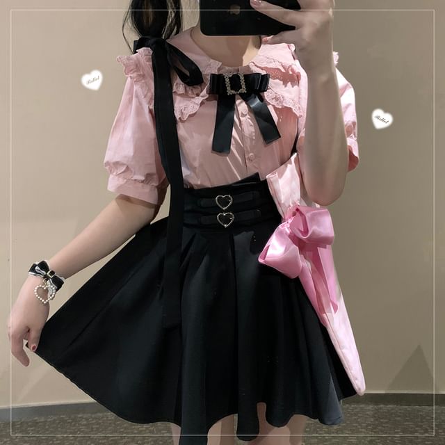 Suspender Mini A-Line Skirt