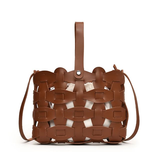 Cutout Leather Bag Faux Crossbody