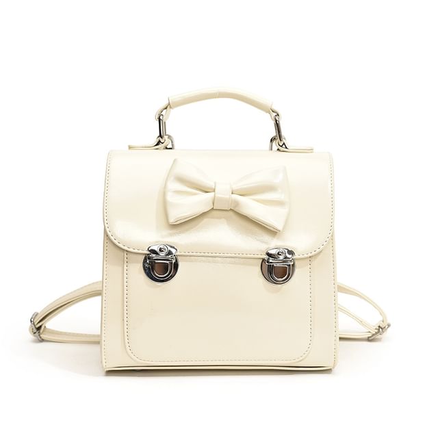 Backpack Bow Flap Leather Faux