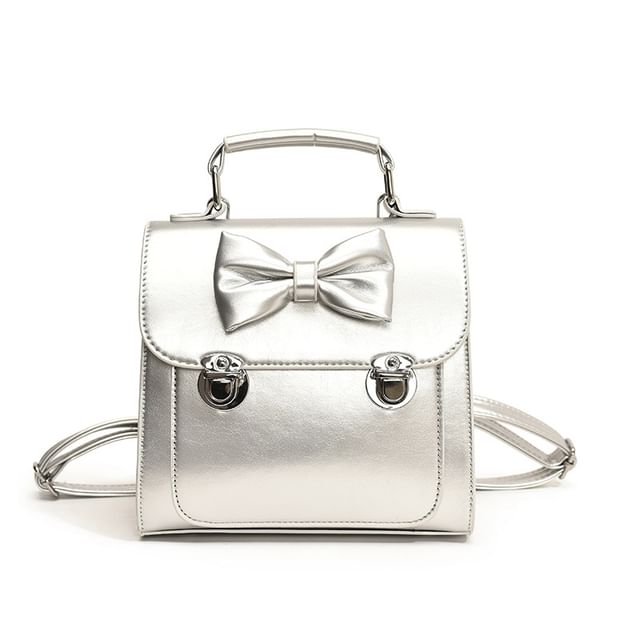 Backpack Bow Flap Leather Faux
