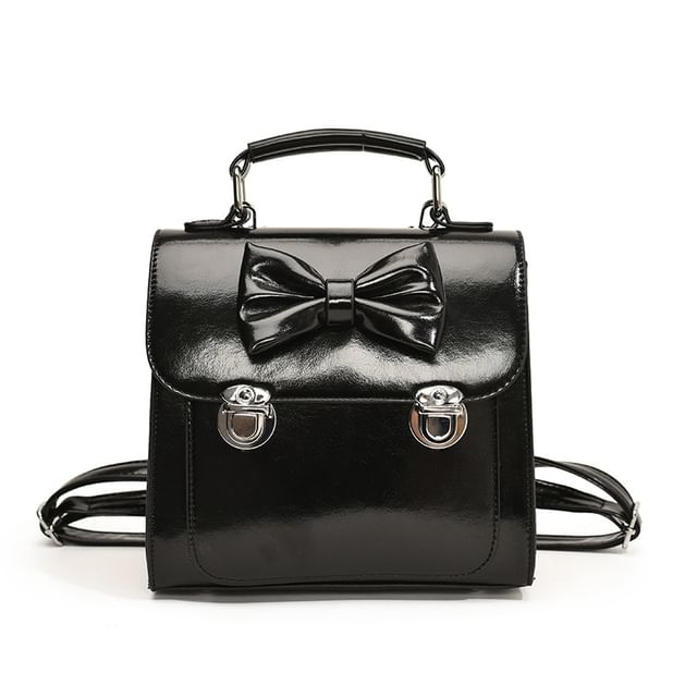 Backpack Bow Flap Leather Faux