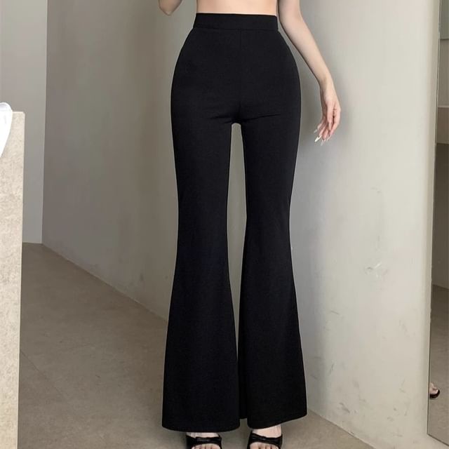 Flared / Sleeveless Crewneck Plain Top Pants