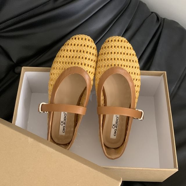 Two Tone Woven Mary Jane Shoes