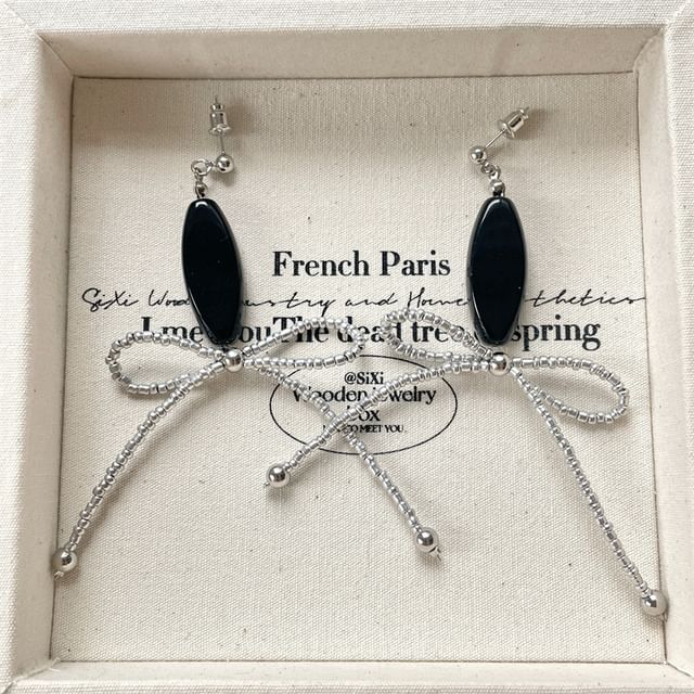 Drop Earring / Bow Necklace Beaded