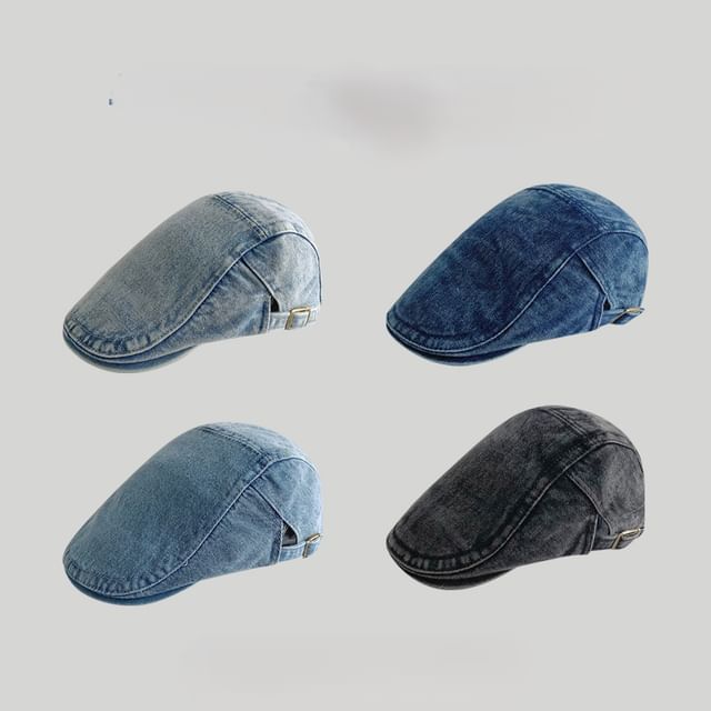 Washed Denim Flat Cap