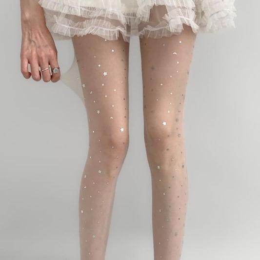 Star Print Sheer Tights