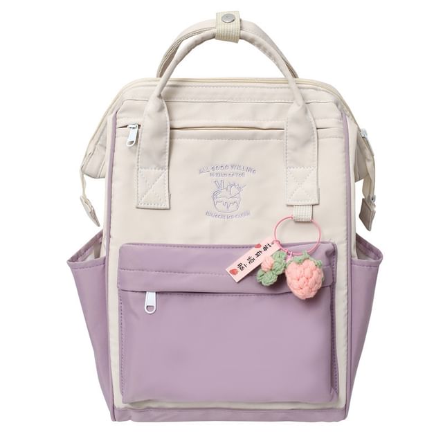Backpack Embroidered Two Nylon Tone Charm Set / Bag