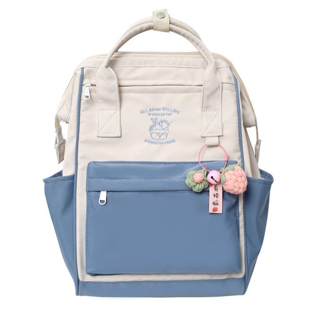 Backpack Embroidered Two Nylon Tone Charm Set / Bag
