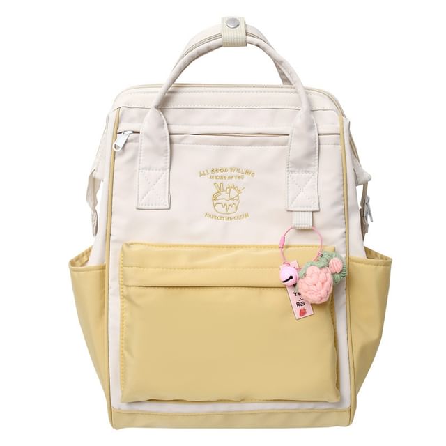 Backpack Embroidered Two Nylon Tone Charm Set / Bag
