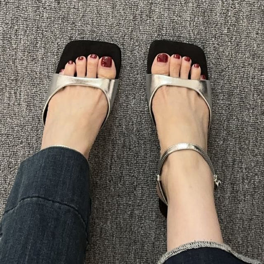 Plain Block Heel Sandals